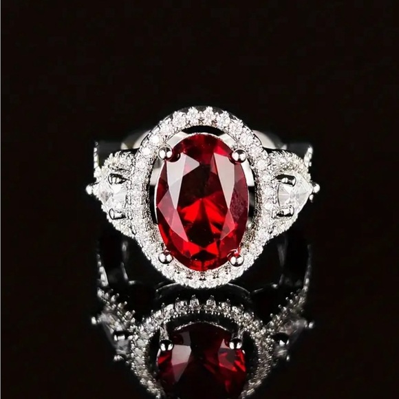 Simulated Diamond & Ruby Ring - Picture 2 of 6